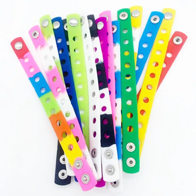 2 colors silicone 18cm Wristbands strap bracelet decoration can fit shoe buckles charms accessories DIY tool kids man gift