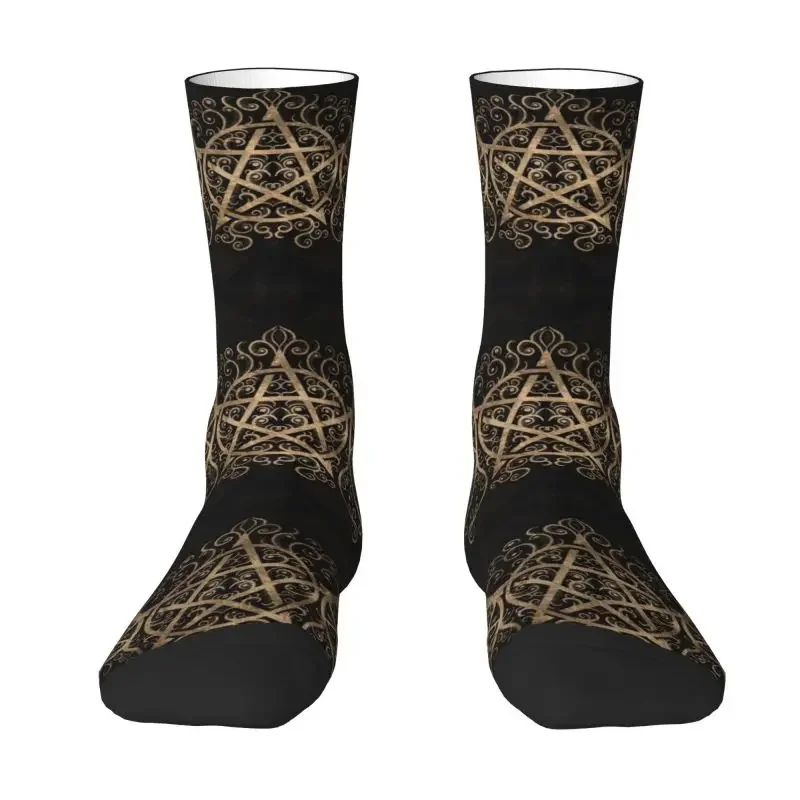 Triple Moon Goddess Pentagram Dress Socks Mens Womens Warm Fashion Novelty Goth Wiccan Witch Witchcraft Crew Socks