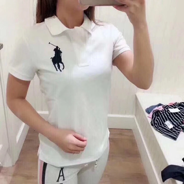 American Discount Pony Standard Polo Golf Summer Temperament Women's POLO Shirt Lapel Short-sleeved T-shirt Women's