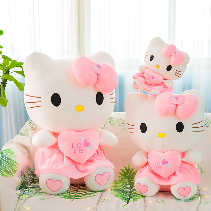 

50 см Sanrio Kawaii Hello Kitty Большие плюшевые игрушки аниме мультфильм милое сердце строительные куклы домашний декор детские подарки на день рождения