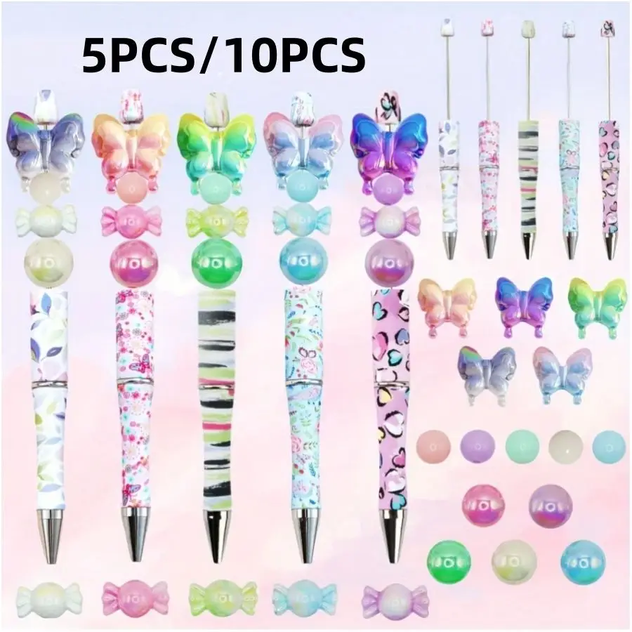 5 قطعة/10 قطعة جديد لتقوم بها بنفسك الاكريليك الملونة فراشة الحلوى على شكل حبة و حبة قلم حبر جاف مجموعة ، مناسبة للوازم المكتبية والمدرسية