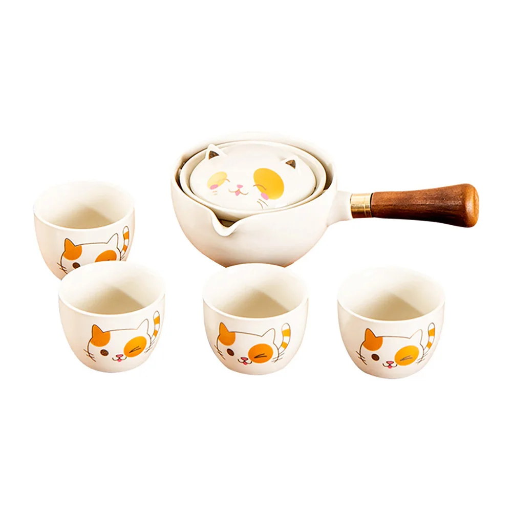 

1Set Automatic Tea Brewer Ceramic Teapot Cup Portable Chinese Tea Set for Tearoom Home Gift Ceramic Teapot Teacup Kit