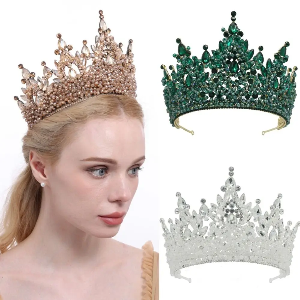 

Luxury Oversized Baroque Crown Cake Decorations Hair Jewelry Queen Princess Tiara Sparkling Headpieces Wedding Crown