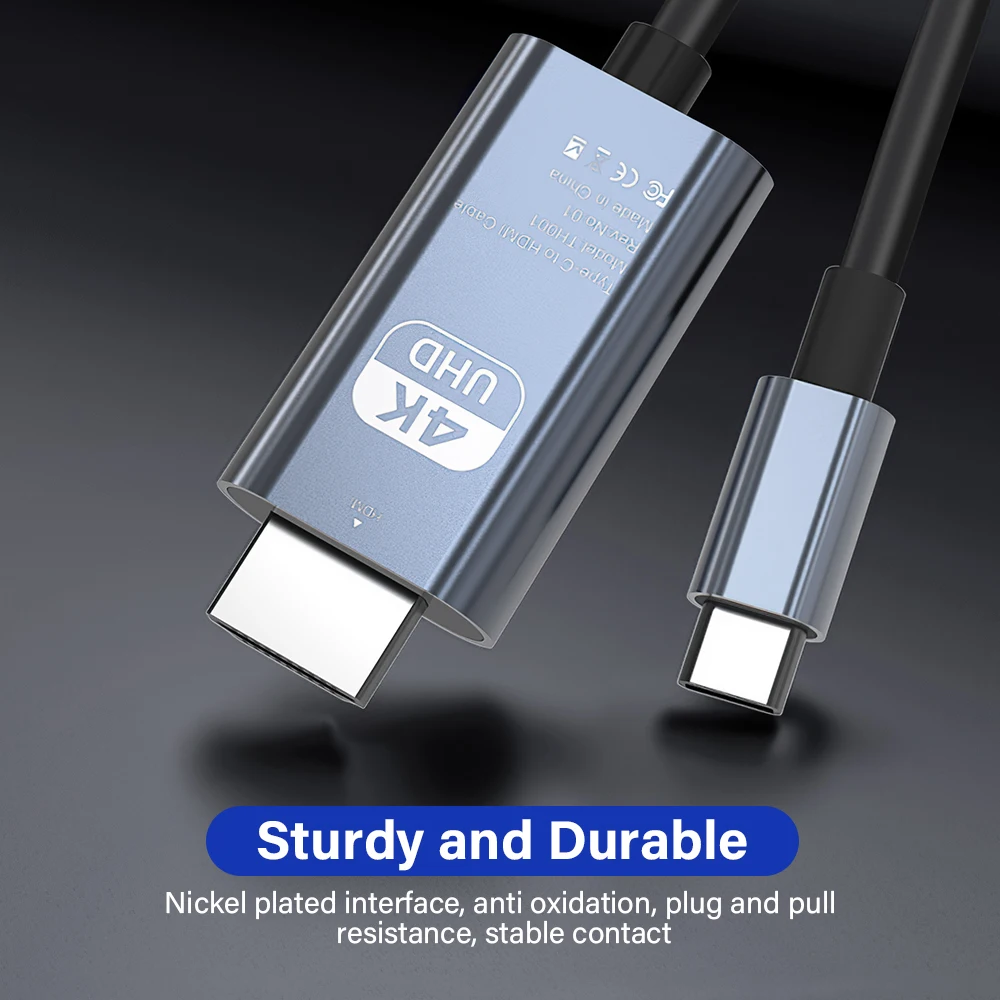 Кабель типа C — HDMI 4K USB C — HDMI-совместимый Thunderbolt3 4K@60Hz 4K@30 Гц для MacBook Huawei Mate60 USB-C HDMI-адаптер