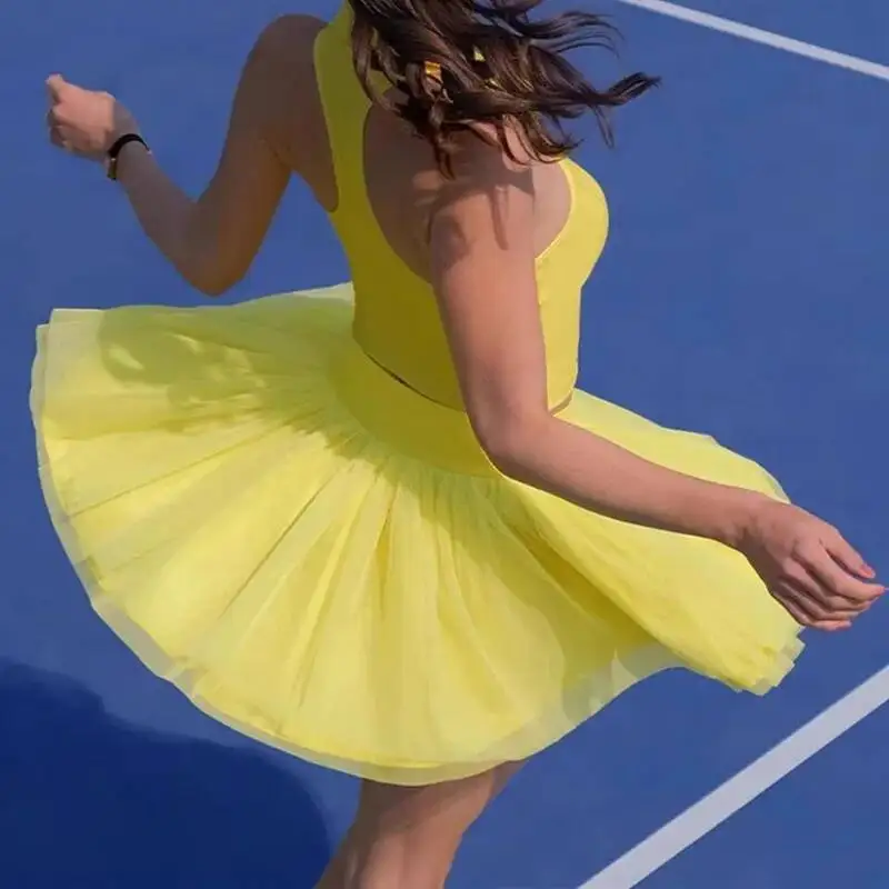 

Summer Tennis Women S Lined Double Mesh Mini Running Fiess Ballet Dance Badminton Skorts Golf Women Puffy Skirt