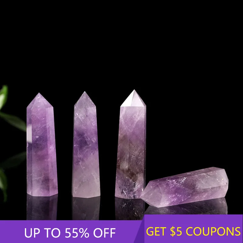 40-70mm Natural Stones Crystal Point Wand Brazilian Amethyst Quartz Healing Stone Energy Ore Mineral Rock Crafts Home Decoration