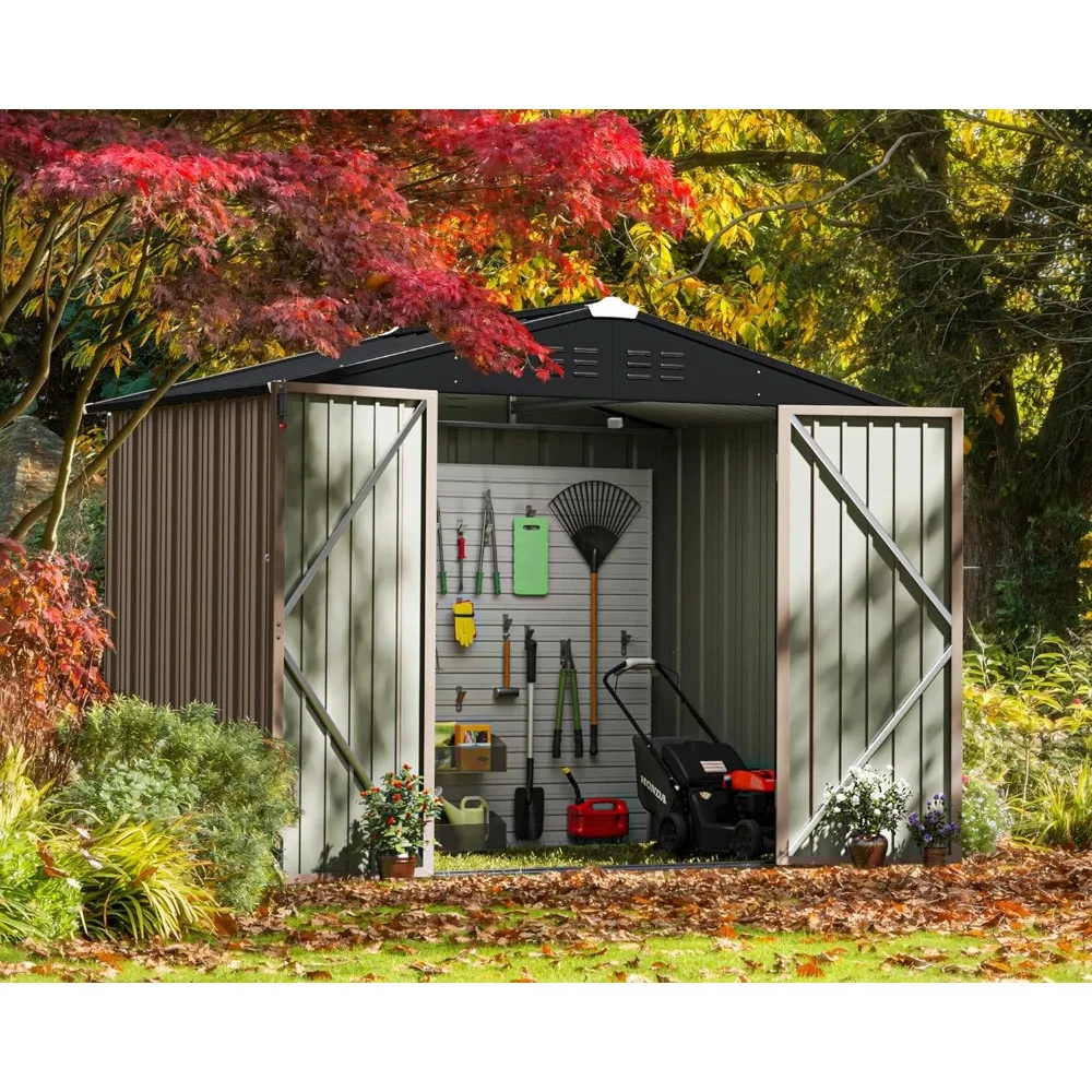 

6 X 8 Ft. Utility Tool Shed Metal Storage Garden Shed with Door & Lock for Patio Storage