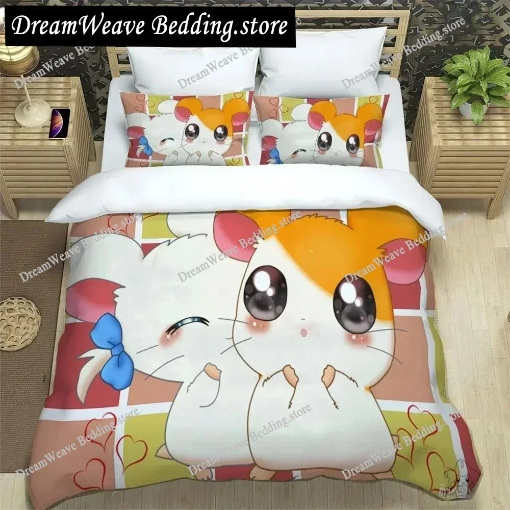 3D Printing Cartoon Lovely Hamtaro Bedding Set Duvet Cover Pillow Set Birthday Gift Boys Quilt Cover Bedding Home Textiles