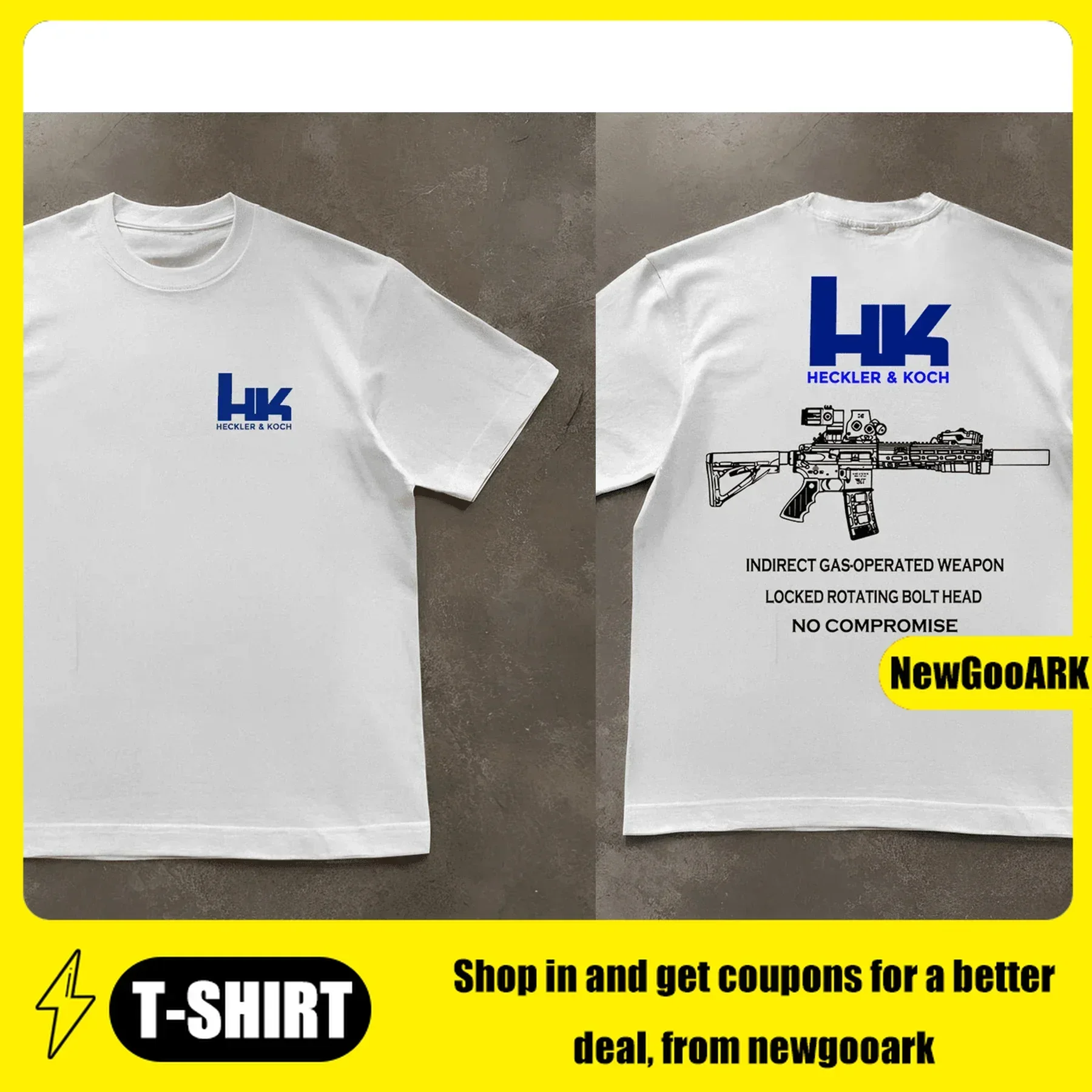 Men's Graphic in H&K HK416 T-Shirt 100% Cotton Sweat Wicking Breathable High Quality Casual Tee for Easy Movement