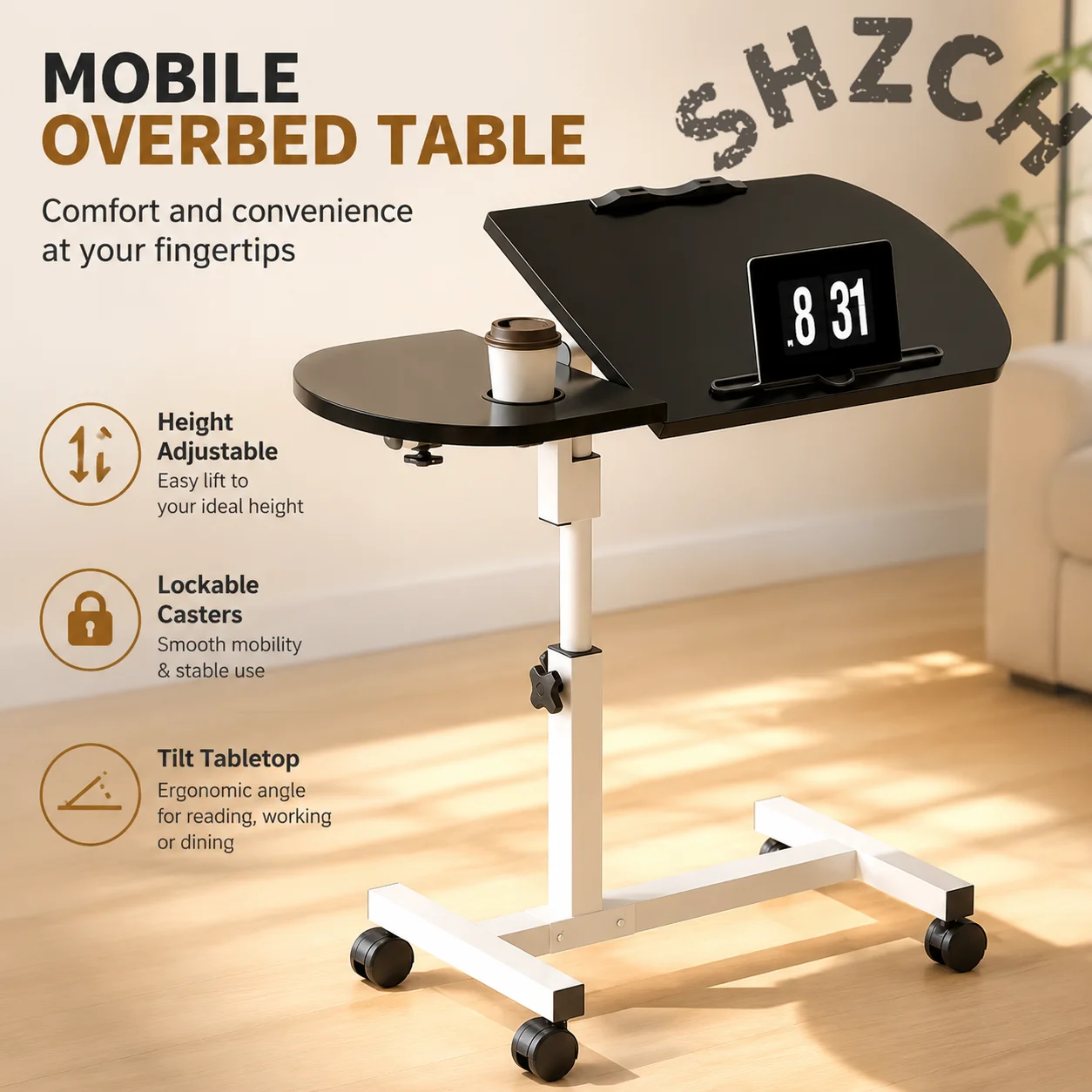 Compact Height-Adjustable Desk for Gaming, Reading, and Office Work – Space-Saving Computer Desk with Ergonomic Design