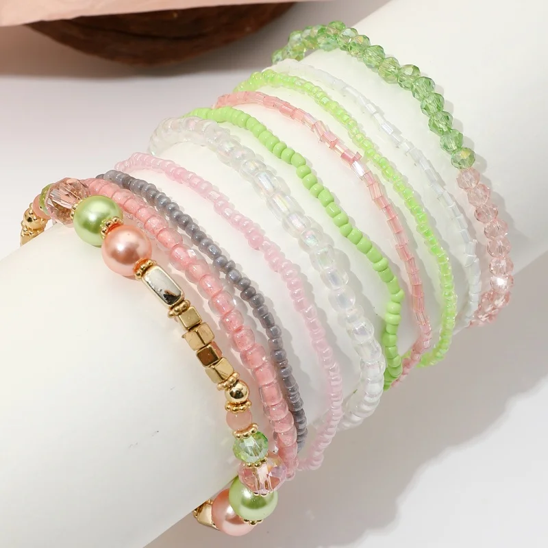 Bohemian Handmade Beads Bracelets for Women Fashion Summer Colorful Beaded Bracelets Set Jewelry Gifts