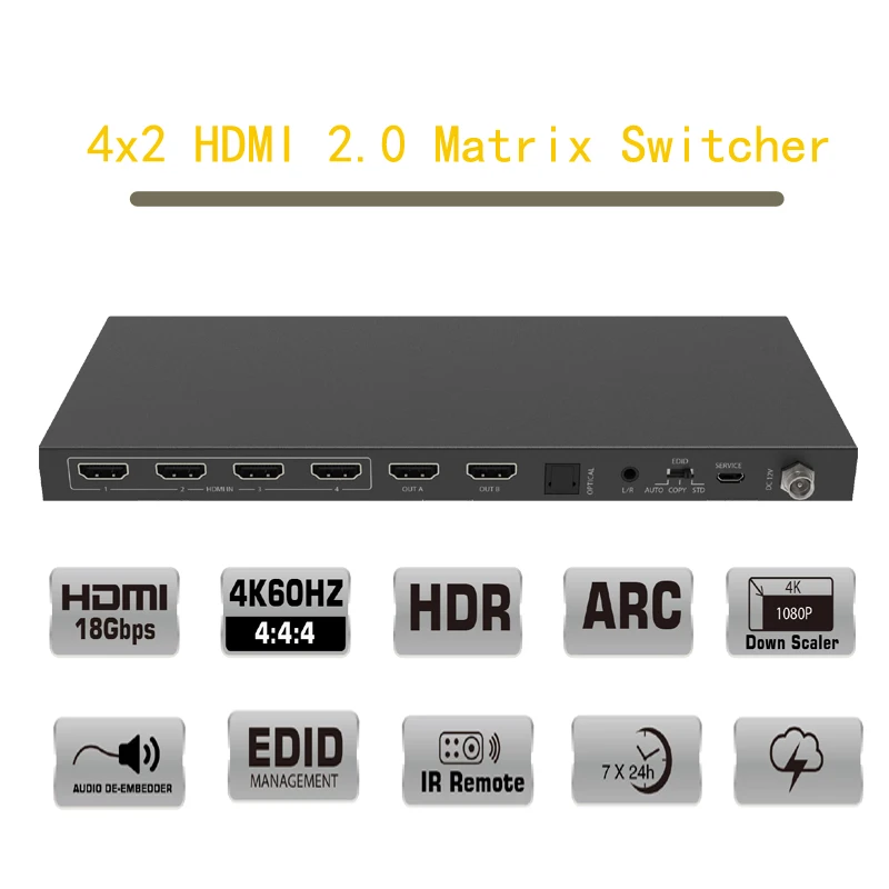 1080P HDMI-compatible matrix switcher Video Splitter HDMI-compatible Switch 4X2 Game live screen splitter matrix video switcher