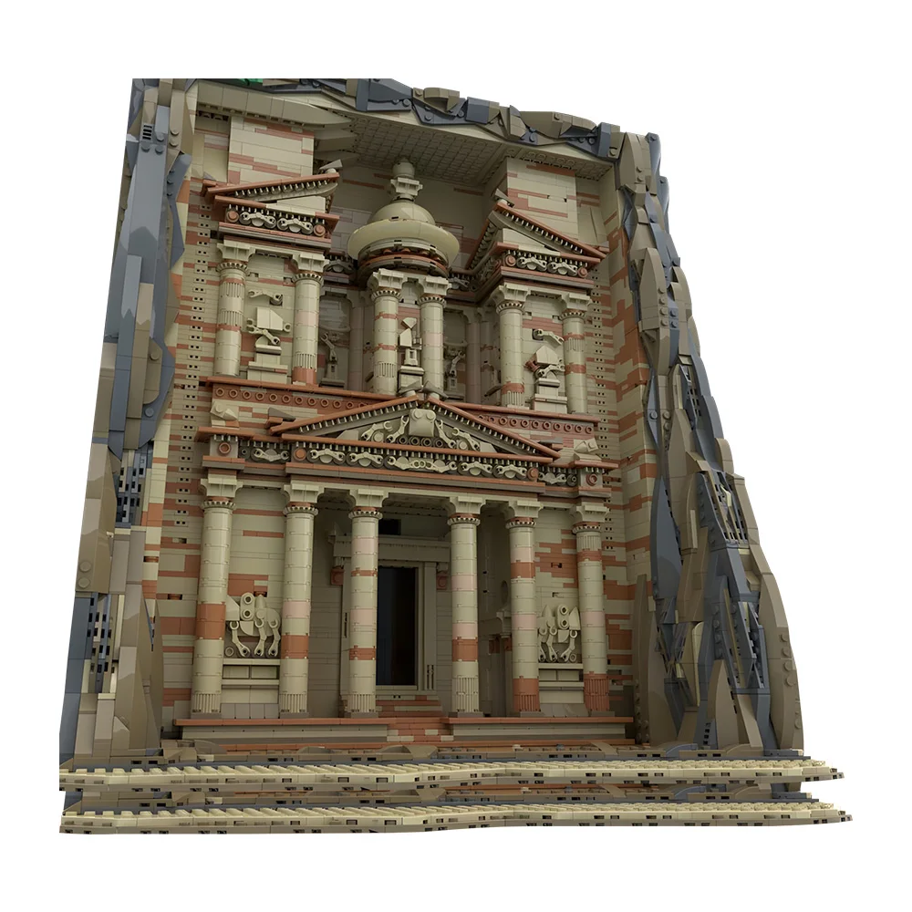 MOC Architecture Retro Petra The Treasury Building Blocks Petra Jordan And the Last Crusade Bricks Toys Children Birthday Gifts