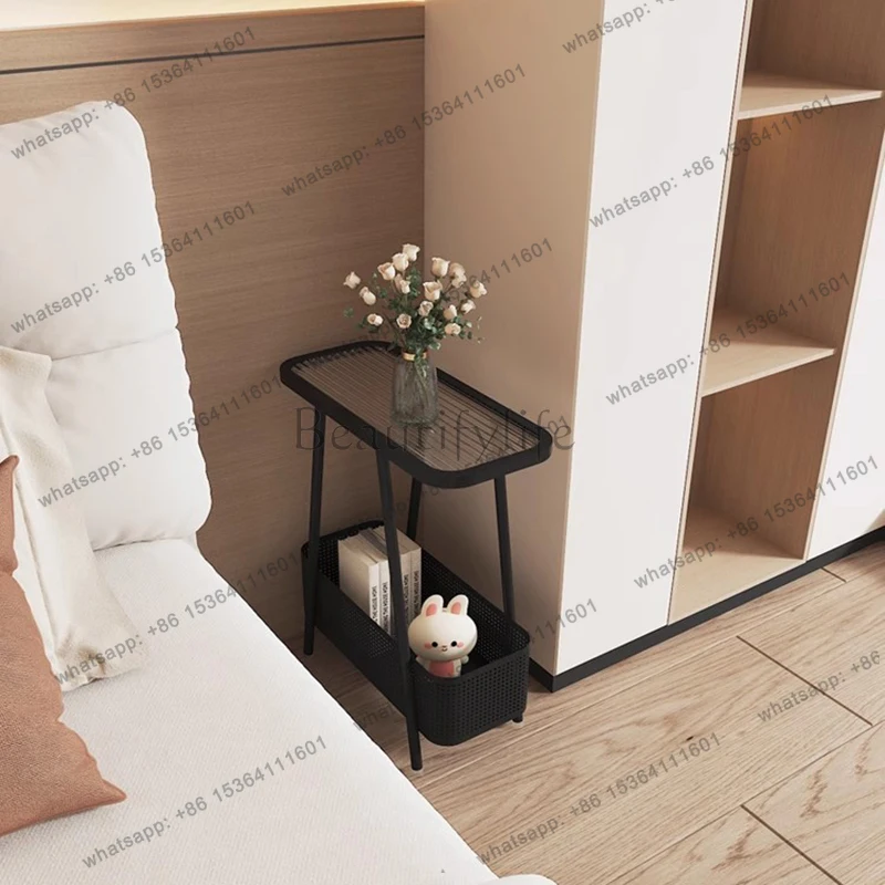 Luxury Metal Nightstand Modern Bedroom Mobile Coffee Cabinets Luxury Storage Bedside Table Organizer Criado Mudo Home Furniture