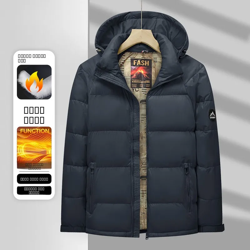 Jaet de algodón 3D Faionable para hombres con capucha desmontable cálido negocios caballero Sle Stand Fit ropa de abrigo de invierno