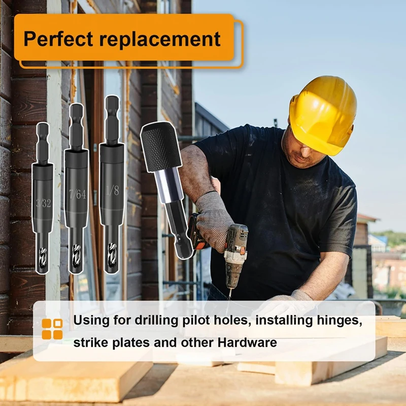 ABPP-Самоцентрирующее сверло 3/32", 7/64", 1/8 дюйма с держателем бит для шестигранного хвостовика 1/4 дюйма, сверло для поиска центра сверла