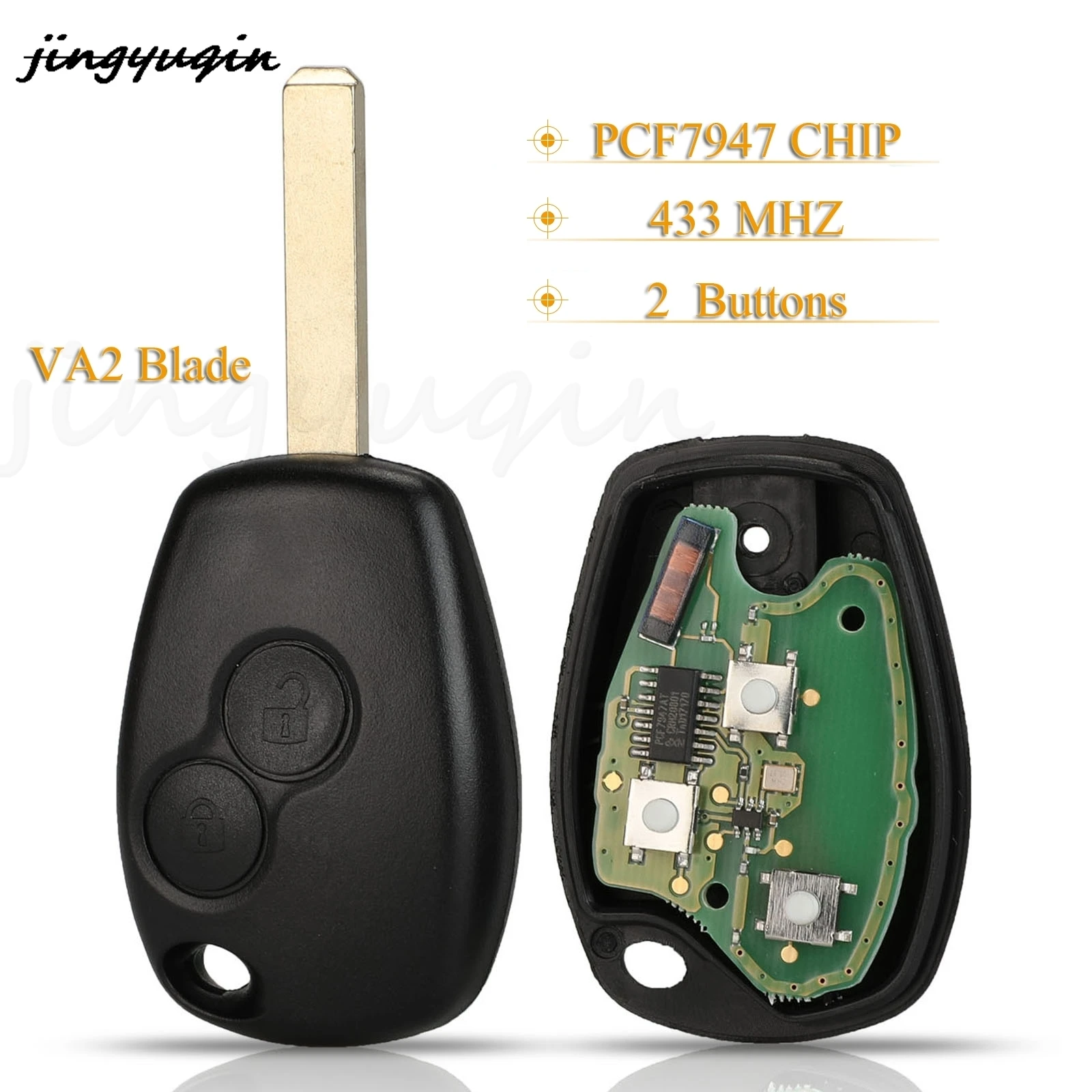 

Jingyuqin 2/3 BTN дистанционный ключ от автомобиля 433 МГц PCF7947 для Renault Kangoo II Clio III Duster Modus Twingo DACIA Logan для Nissan NV400