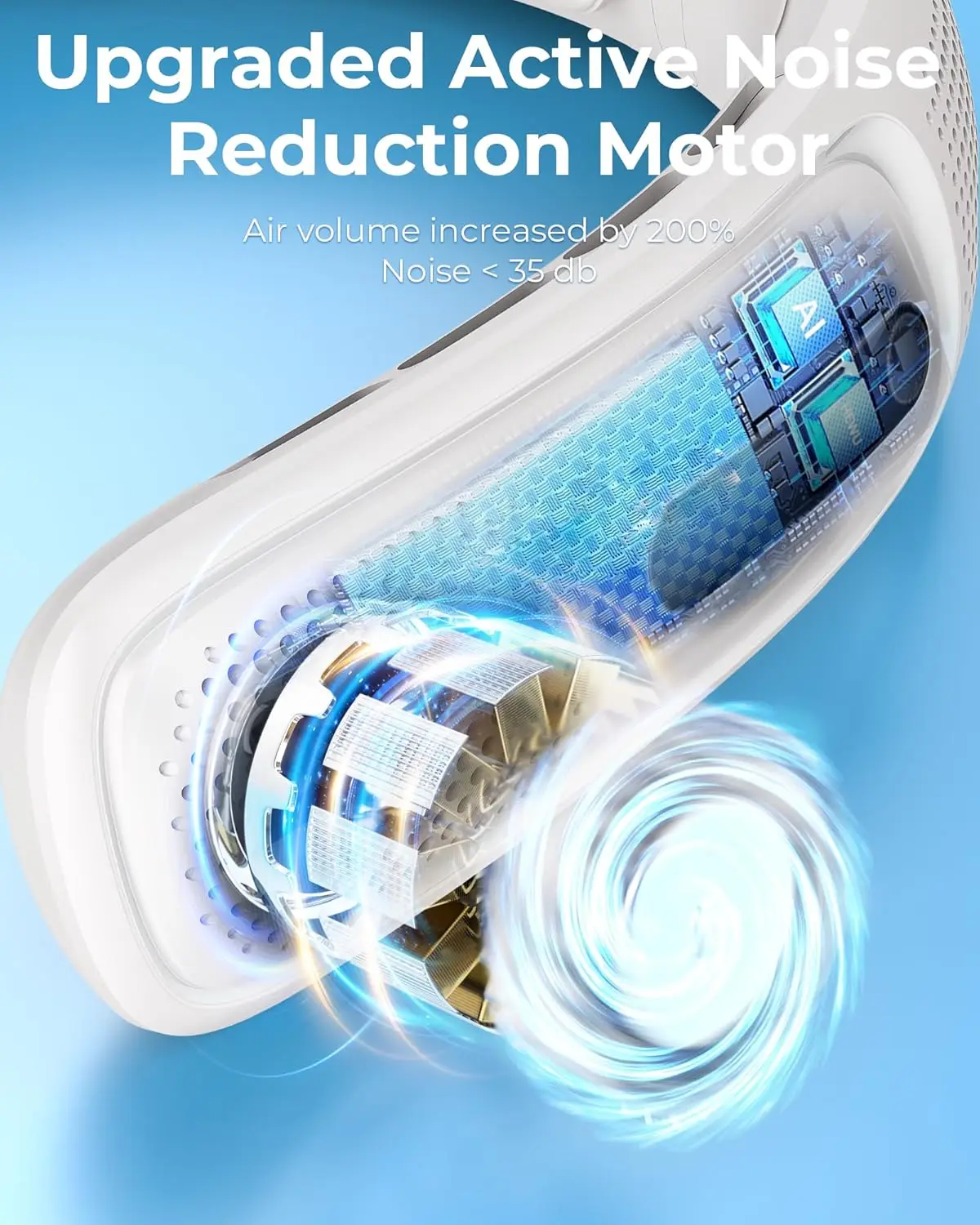 Ventilador de pescoço portátil 4 Turbo Ventilador de pescoço sem lâmina Ventilador pessoal recarregável USB 360 °   Refrigeração de display LED mãos livres