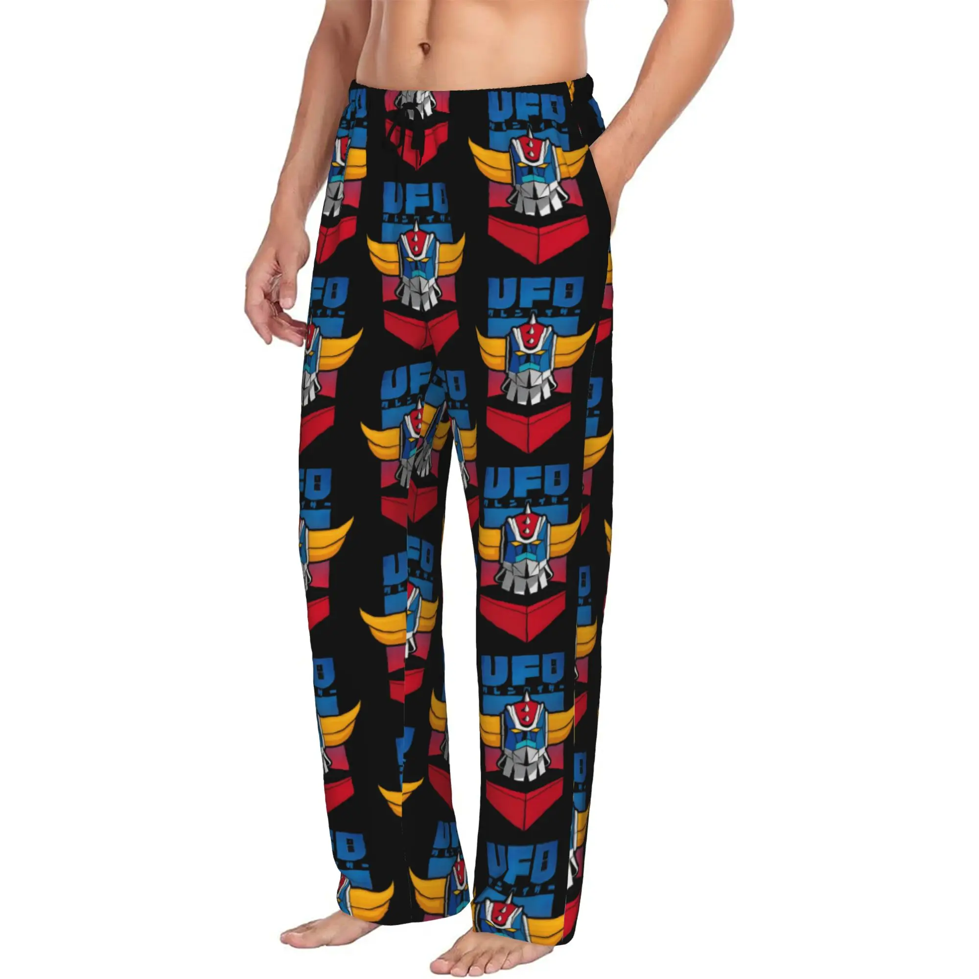 Pantalones de Pijama Personalizados G-Grendizer para Hombre, Ropa de Dormir con Diseño de Robot Manga, Pantalones de Descanso Elásticos con Bolsillos