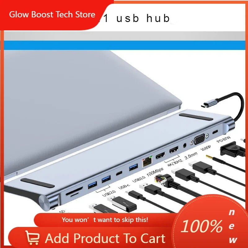 

GB12 in 1 USB C HUB Docking Station Multi Port monit USB Type C to 4K DP HDTV VGA Adapter Type c Hub