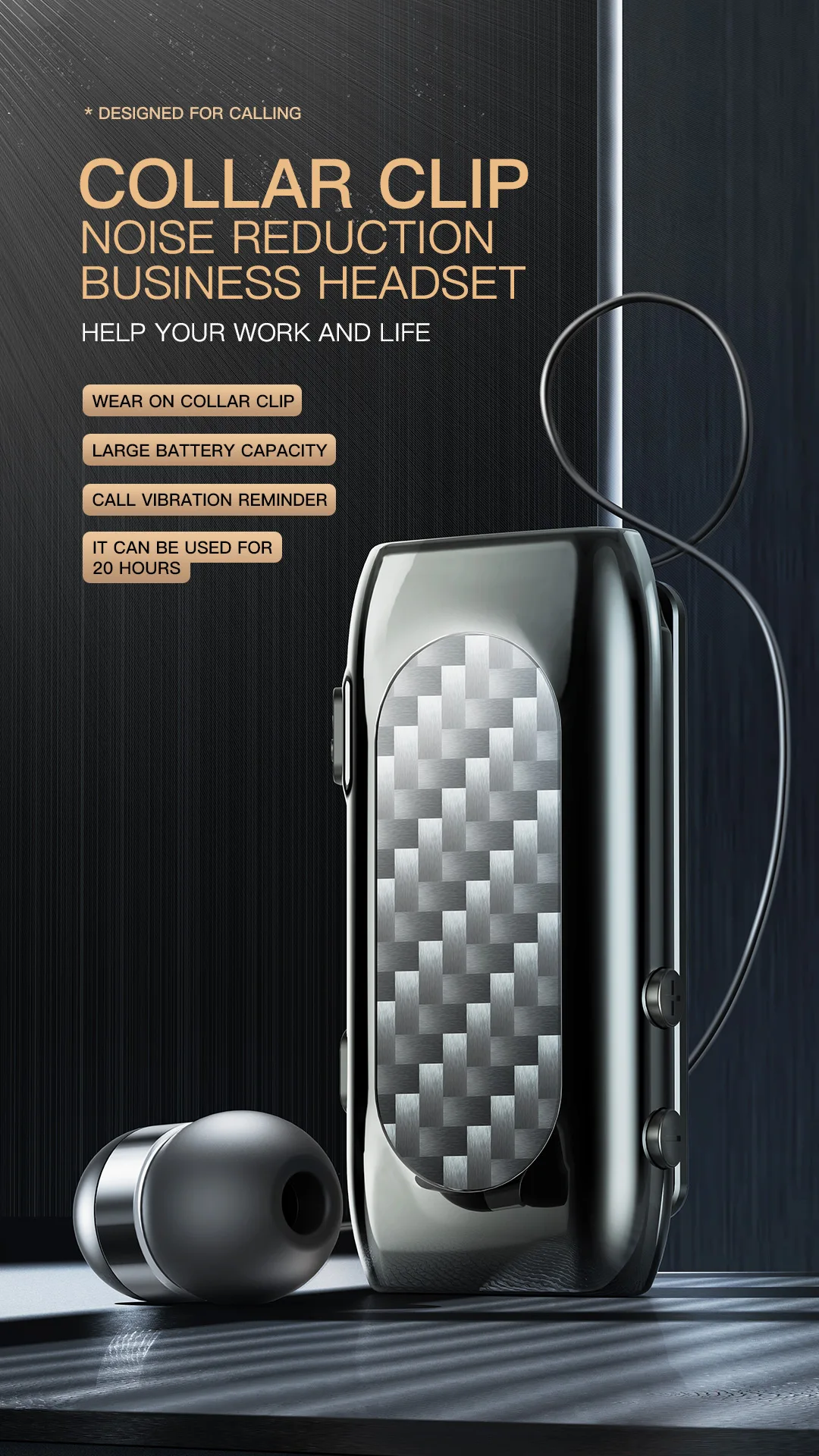 K56 Wireless Earbuds Single Ear Bluetooth Retractable Headset Collar Clip Type bluetooth phone ears in lotus with removable wire