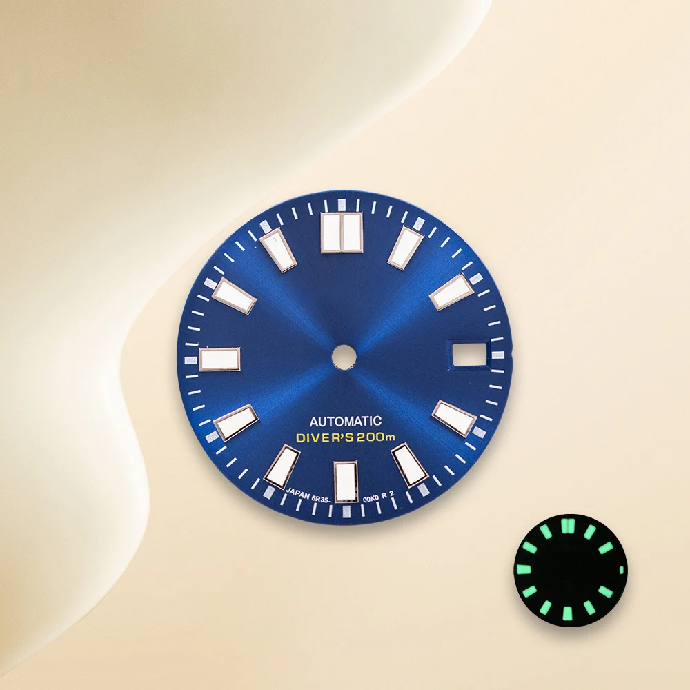 28.5mm logotipo s sub/skx007 dial fit nh35/nh36 movimento c3 forte verde luminoso de alta qualidade nh35 acessórios de modificação de relógio