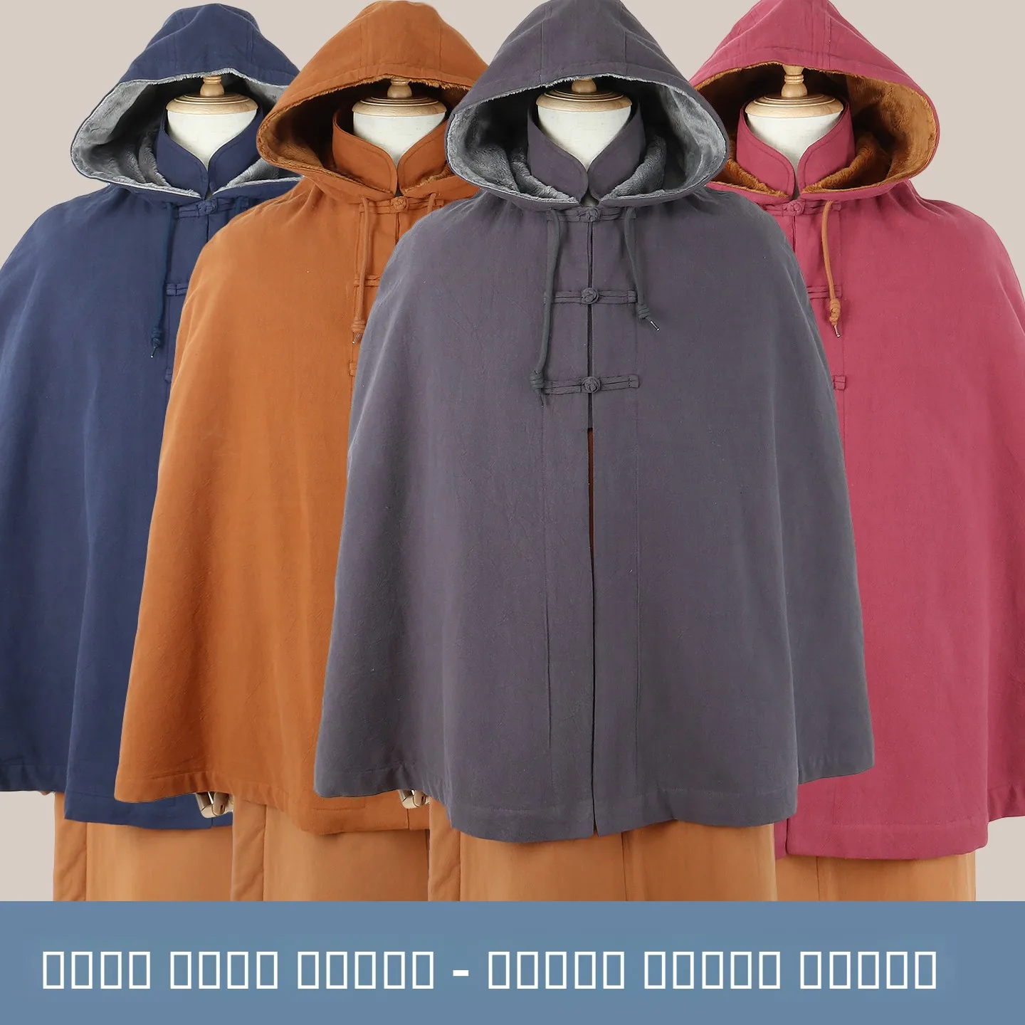 men's-and-women's-thickened-flaxen-winter-monk-clothes-short-and-medium-length-velour-robe-buddhist-casual-wear-single-button