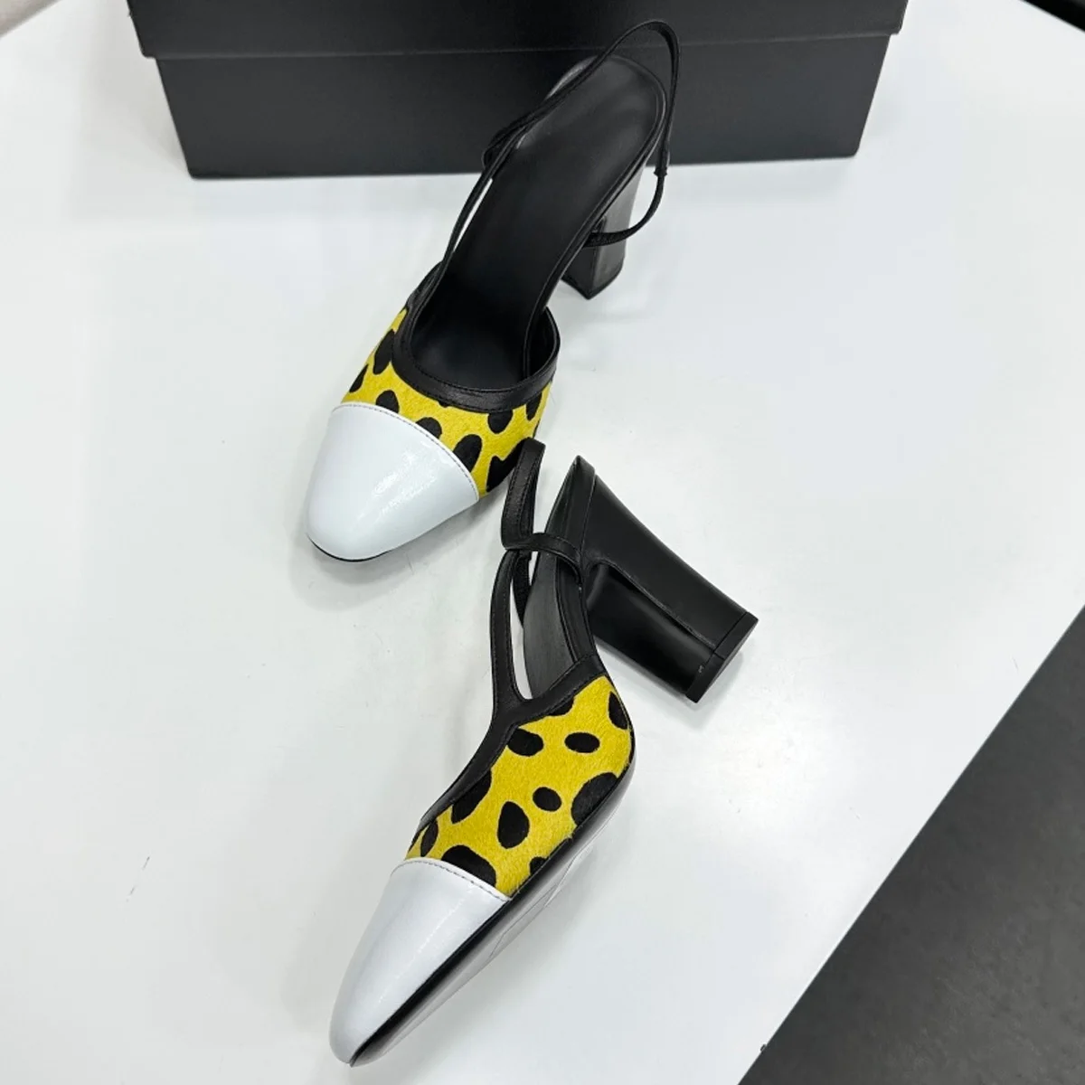 

2026 Women's Leopard Print Calf Hair Slingback Block Heels, Fashion Slip-On Heels for Office & Date Wear YYT26060132