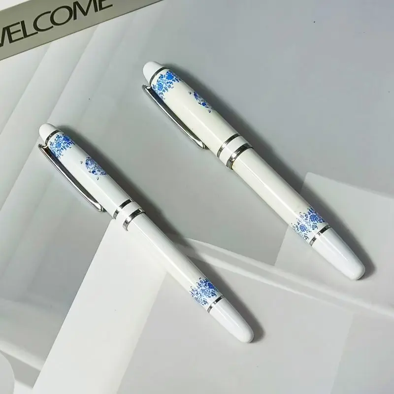 Devin Ballpoint Pen High Aesthetic Metal Durable Blue And White Porcelain Fountain Pen Chinese Style Office Signature Pen
