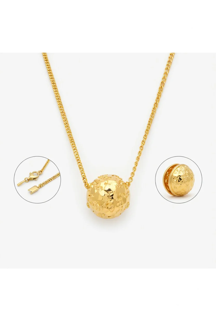 

Роскошное ожерелье с подвеской в виде золотого шара с эффектом колотого льда для женщин, вирусный хит Xiaohongshu, исполняющий желания, на ключицу