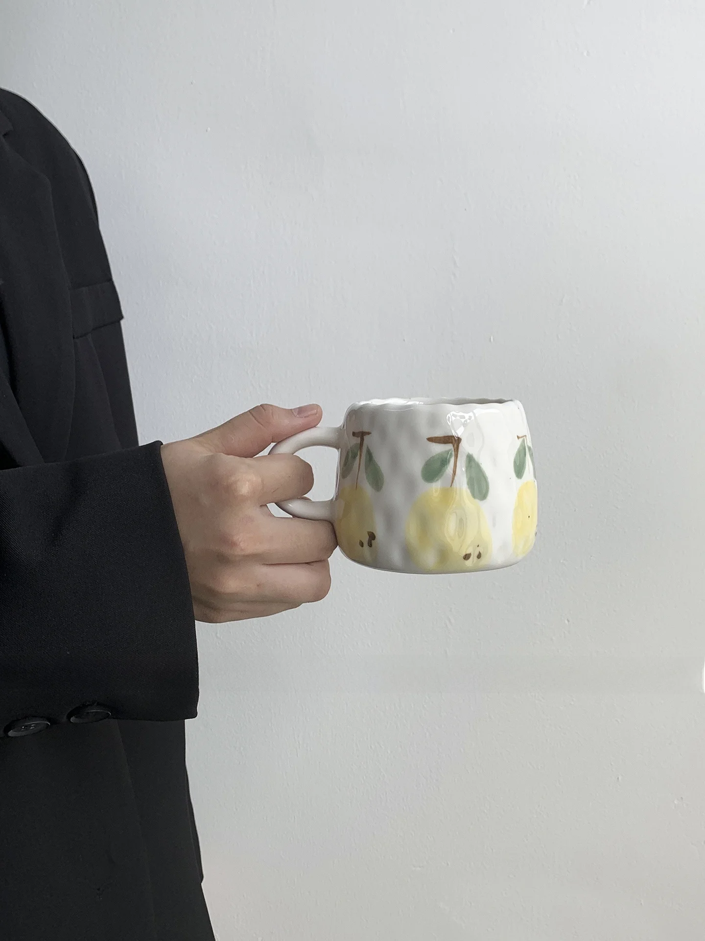 Handheld Orange Yellow Pear Ceramic Mugs High Aesthetic Value Afternoon Tea Cups Cute Office Water Cups Gift Items