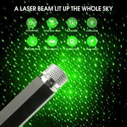 Lámpara LED verde de galaxia estrellada para techo de coche, luz de estrella, ambiente, proyector, luces nocturnas ajustables, USB, decoración automática