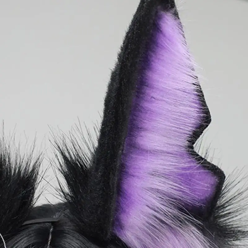 

652F Adult Teens Cosplay Wolf Ear Headband Plush Hair Hoop Makeup Live Broadcast Music Festivals Party Headpieces