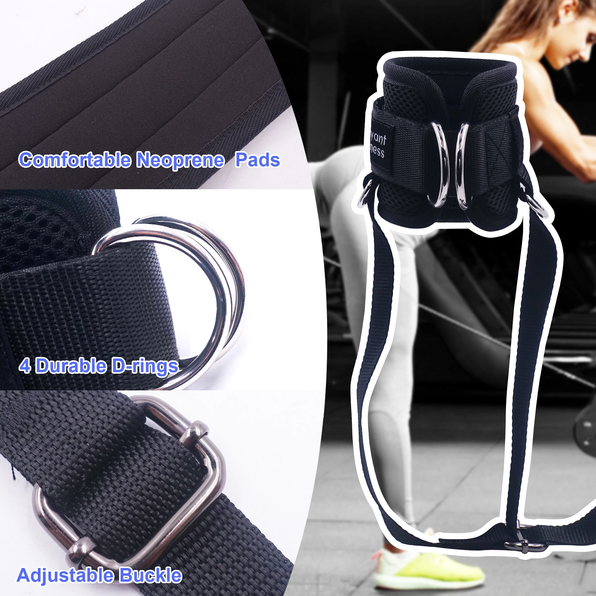 Dumbbell Ankle Straps Leg Weights Tibialis Trainer Adjustable D-ring for Home Cable Machine Workout Fitness High knees Training