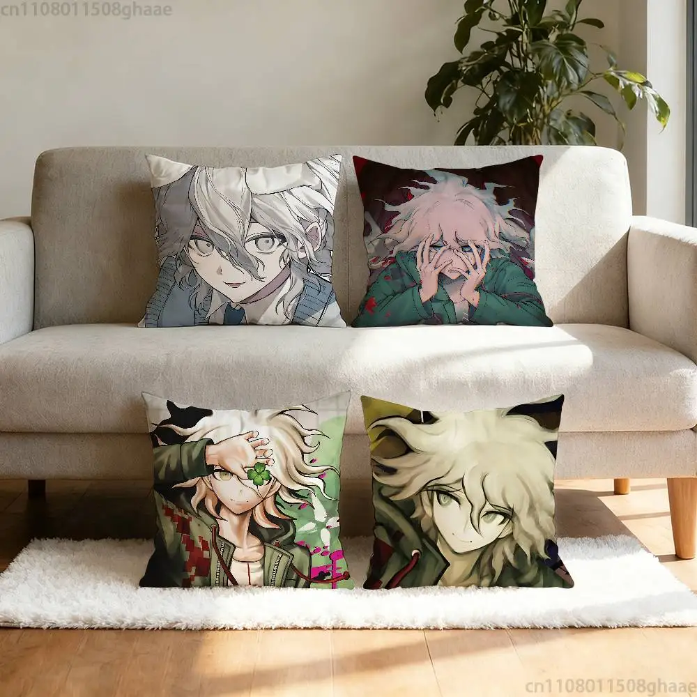 N-Nagito Komaeda  Pillow Case Sofa Living Room Bedroom Headboard Backrest Cushion Square Cushion Nap Time