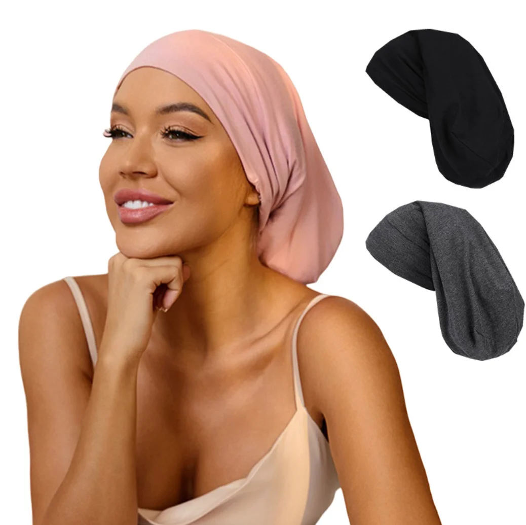 

Satin Bonnet Slepping Cap For Women Soft Elastic Adjusted Silk Head Wrap Curly Long Hair Care Silky Night Sleep Cap For Braid