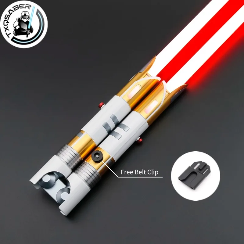 TXQSABER 2 uds doble hoja protector de templo ligthsaber Neo Pxiel aplicación Bluetooth Control Jedi Blaster espada láser Cosplay juguetes para niños