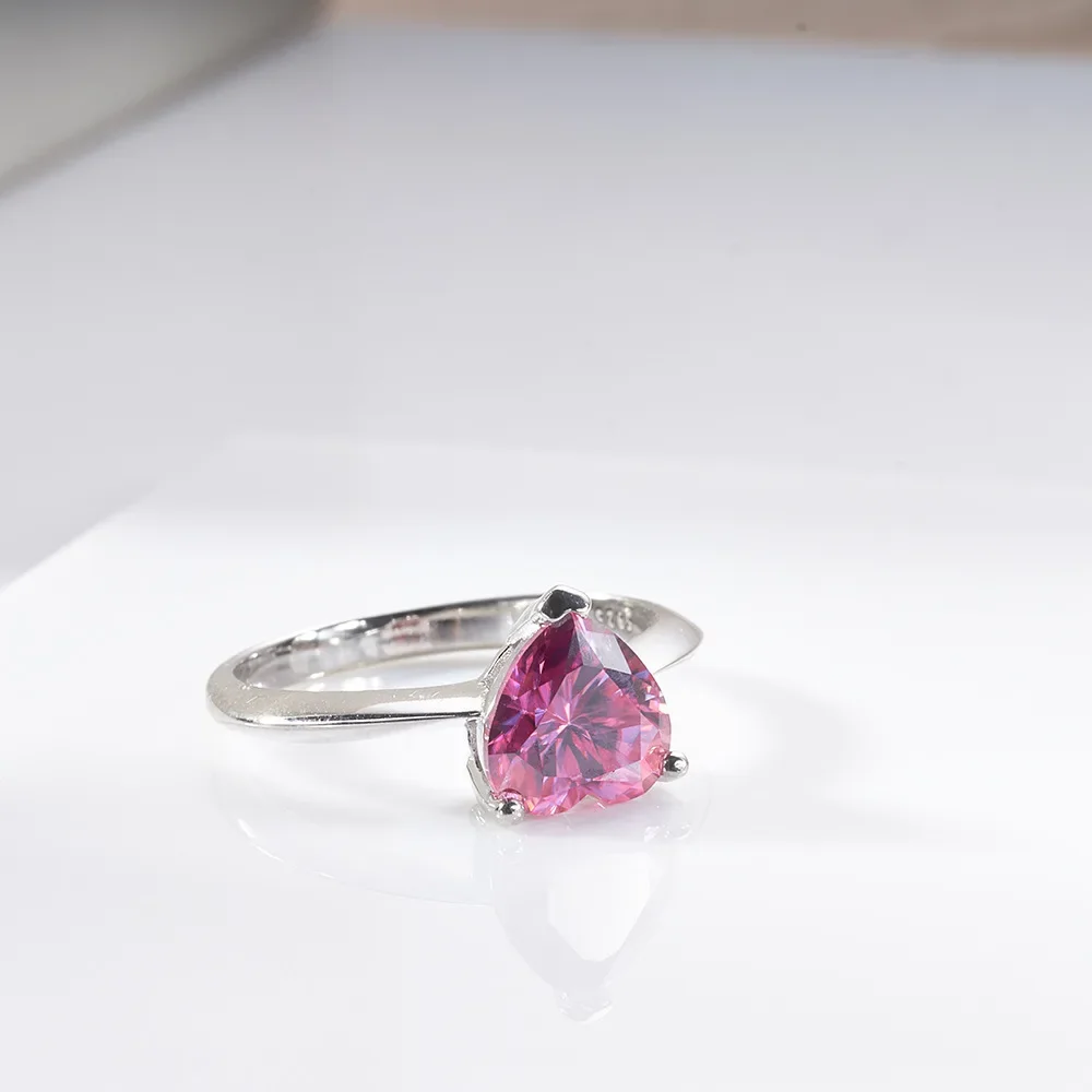 

2CT Pink Heart Cut Moissanite Diamond Rings For Women GRA Certified S925 Silver Engagament Wedding Band Luxury Fine Jewelr