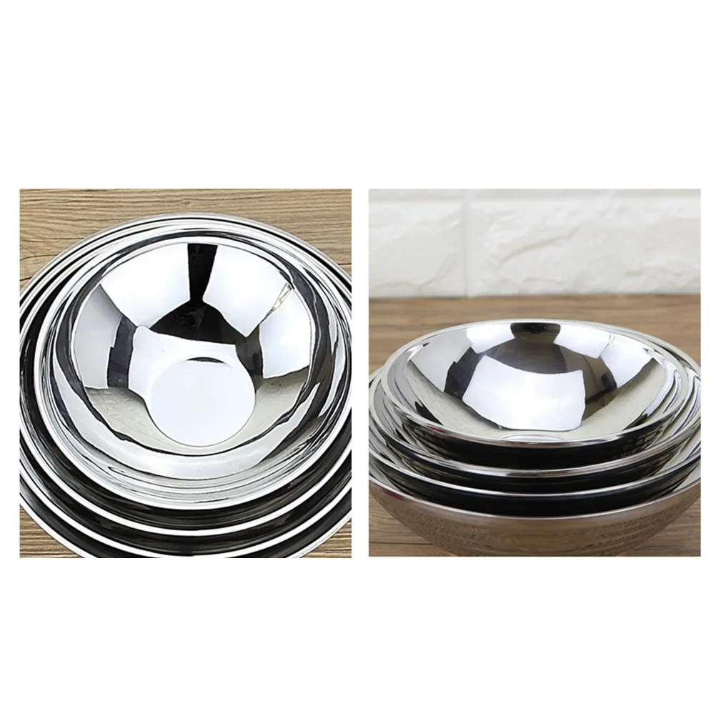 

Stainless Steel Thread Bowl 18cm Double Layer Insulation Non Slip Break Resistant Smooth Edge Dinnerware Cooking Supplies