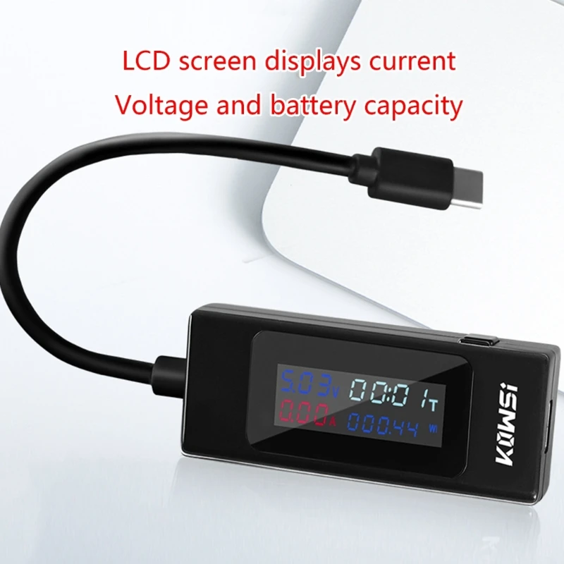 ipiip Tester tensione corrente Misuratore USB Capacità lavoro Amperometro Voltmetro Potenza