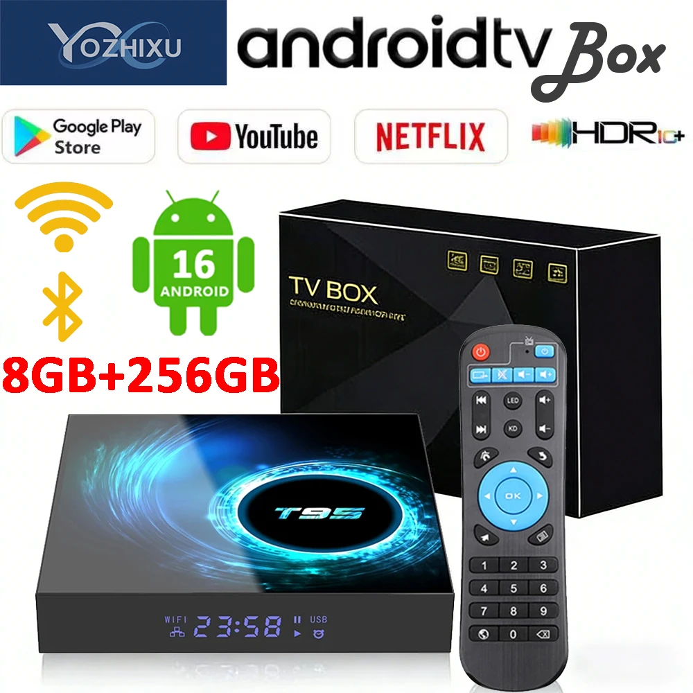 

Новая ТВ-приставка Android T95 2026 года на Allwinner H616, Android 16, 8 ГБ+256 ГБ, двухдиапазонный Wi-Fi, BT5.4, Ultra HD, для умного домашнего кинотеатра, медиаплеер