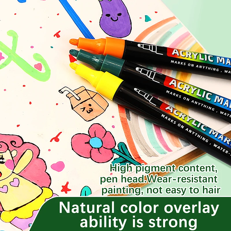 48/36/24/12 Colors Art  Acrylic Paint Markers Pen Rock Stone Ceramic Glas Wood DIY Graffiti Permanent Markers Drawing Supplie