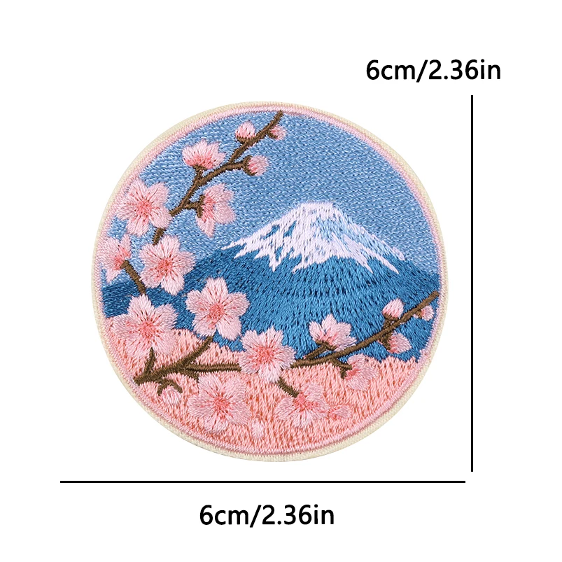 Parche termoadhesivo bordado Monte Fuji y flores de cerezo japonés - imagen 4