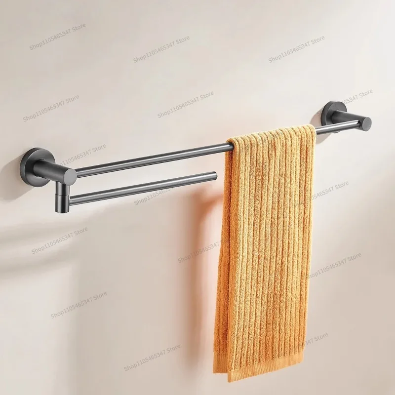 All Copper Gun Gray Towel Rack Art Style Hotel Bathroom Wall Hanging Towel Bar Bathroom Light Luxury Bath Towel Rack Activity