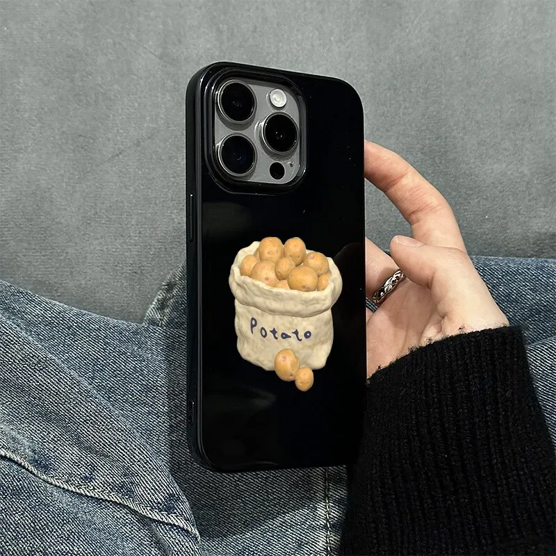 Simple Japanese And Korean Bag Potato Phone Case For iPhone 17 AIR 16 15 14 13 12 11 PRO MAX MINI 7 8 PLUS Dustproof Cover