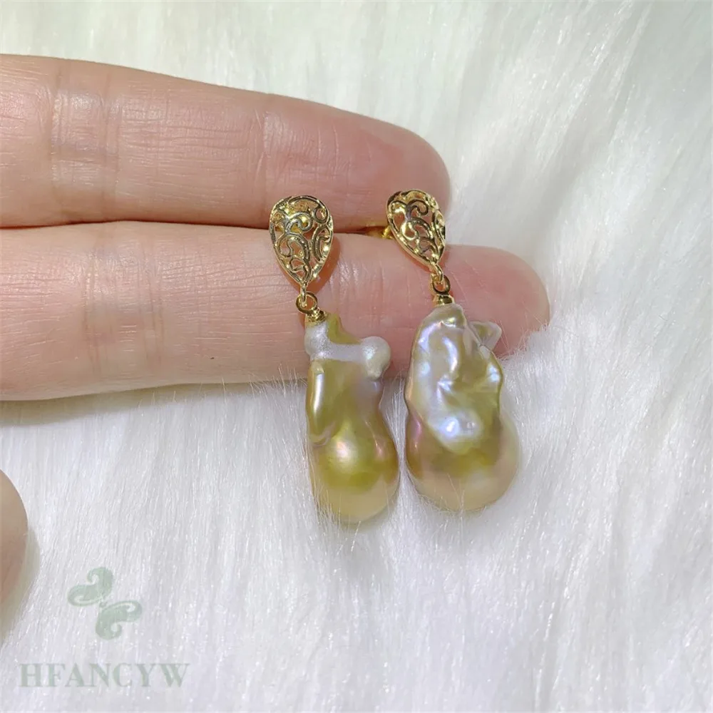 Multi-color Baroque Pearl Earring Gold Ear Drop Handmade Hoop Platinum Beaded Modern Bohemian Silver Ear Gemstone