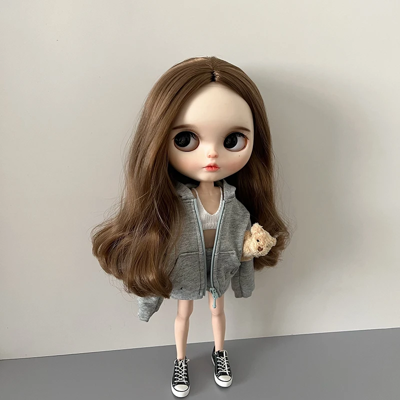 New Arrival Blythe Doll Clothes Sweater Sports Set Vest Shorts Zippered Hoodie Jacket for Blyth OB24 Pullip 1/6 Dolls Outfit