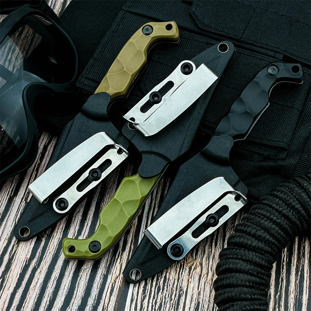 3 verschiedene Arten von feststehenden Messern mit Scheide, 8Cr13Mov Klinge, Nylonfasergriff, robustes Outdoor-Campingmesser, Wandermesser – Detail 5