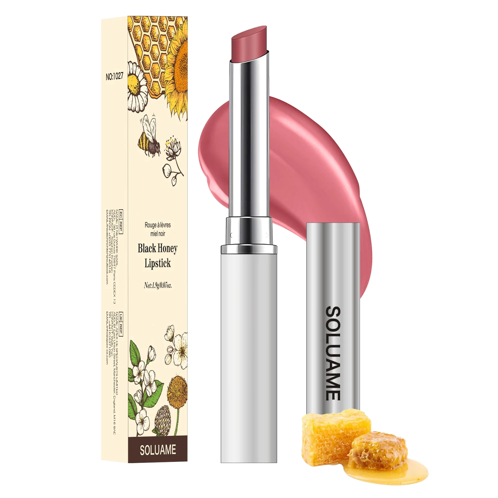 2PCS honing lippenstift getinte lippenbalsem in zwart en roze, pure hydraterende lippenstift voor alle huidtinten - hydraterende lipkleur - Nat