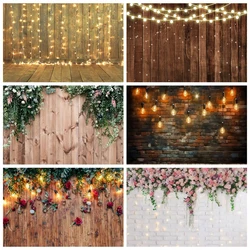 Wooden Board Flower Photography Backdrop Wood Brick Wall Wedding Bridal Shower Baby Birthday Party Decor Background Photo Studio